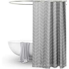 Grauer Polyester Großhandel wasserdichtes benutzerdefiniertes Design Badezimmer Duschvorhang Set